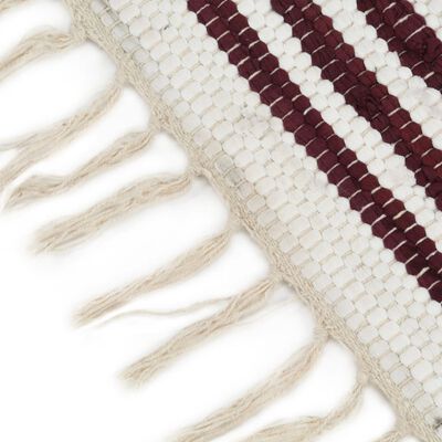 vidaXL Ręcznie tkany dywan Chindi 120x170cm, bawełna, burgundowo-biały