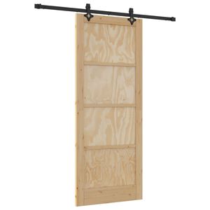 vidaXL Drzwi przesuwne Naturalny i czarny 86 x 211 cm