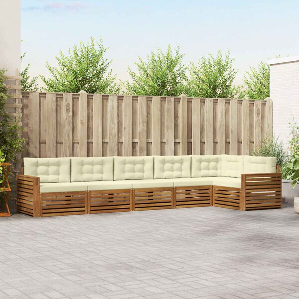 vidaXL Zestaw sof na zewnątrz z poduszką 6 pcs Naturalny i Kremowy