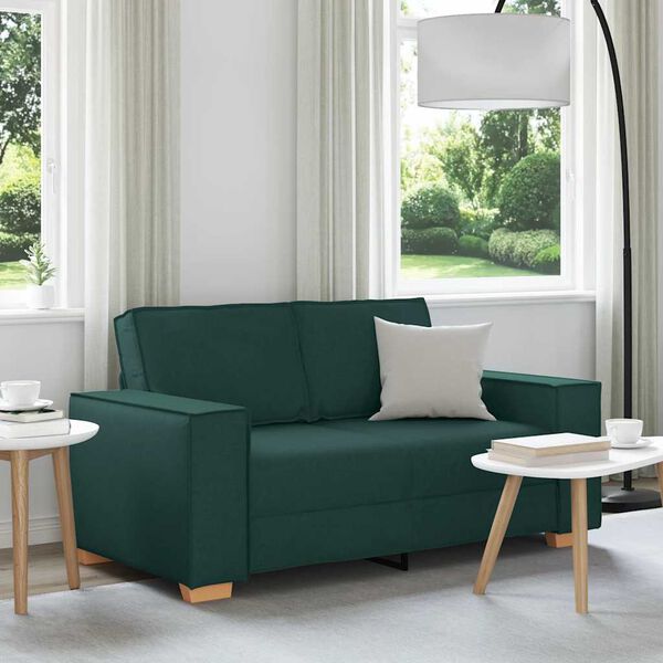 vidaXL Sofa 2-osobowa Ciemnozielona 160x78x84 cm Tkanina