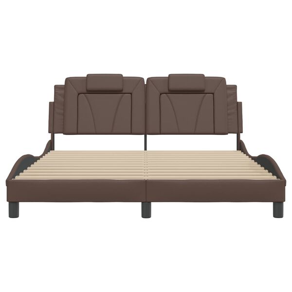 vidaXL Rama ł&oacute;żka, Viana, bez materaca, brązowa, 160x200 cm, sztuczna sk&oacute;ra