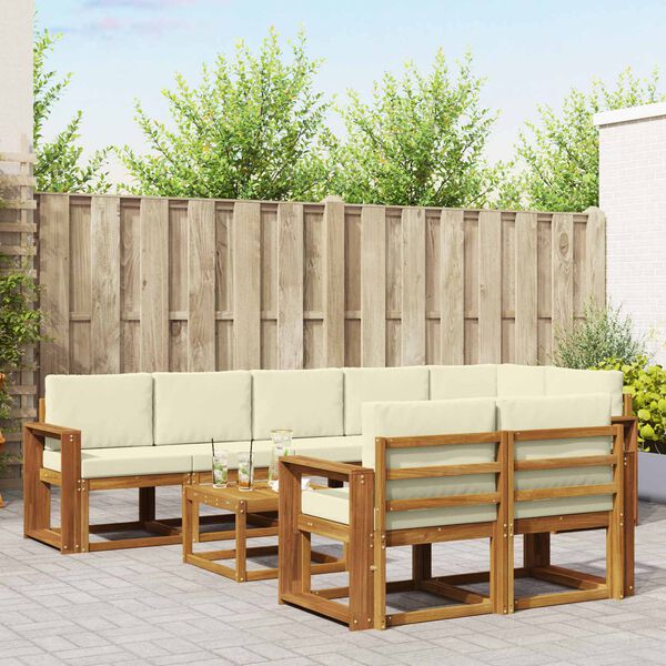 vidaXL Zestaw sof na zewnątrz z poduszką 9 pcs Naturalny i Kremowy