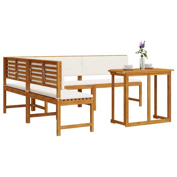 vidaXL Zestaw Ławka Ogrodowa 4 pcs Brązowy lite drewno akacjowe