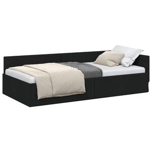 vidaXL Rama ł&oacute;żka narożnego Czarny 90 x 200 cm tkanina