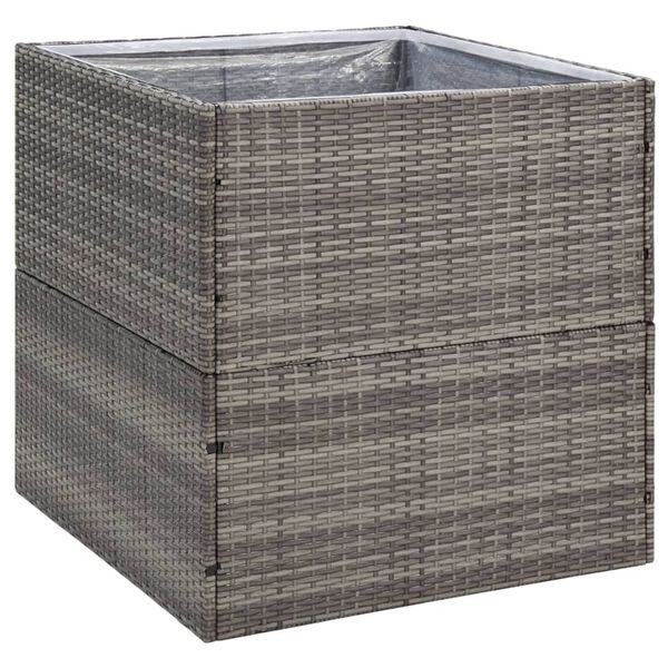 vidaXL Donica ogrodowa, szara, 80x80x80 cm, rattan PE