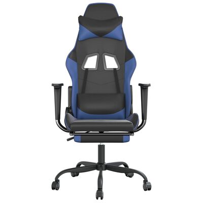 vidaXL Masujący fotel gamingowy z podnóżkiem, czarno-niebieski