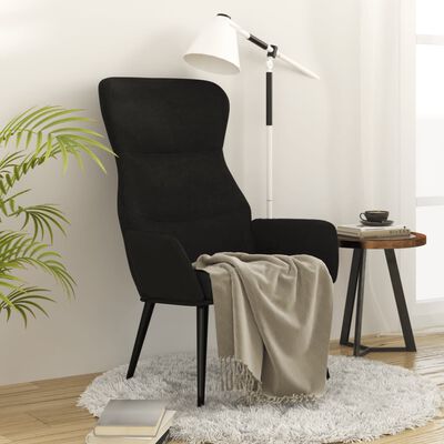 vidaXL Krzesło wypoczynkowe, czarne, obite tkaniną