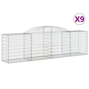 vidaXL Kosze gabionowe, 9 szt, 300x50x80/100 cm, galwanizowane żelazo