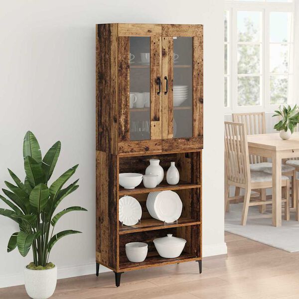 vidaXL Highboard Montowane na ścianie Stare drewno 69,5 x 34 x 180 cm