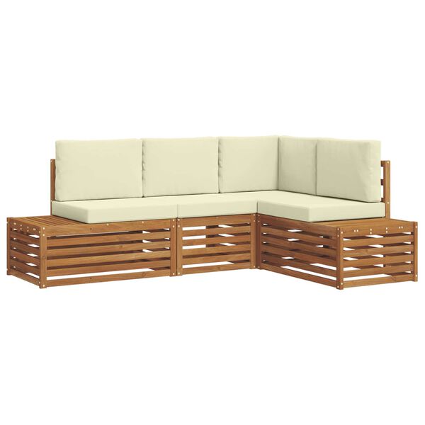 vidaXL Zestaw sof na zewnątrz z poduszką 4 Sztuka Naturalny i Kremowy
