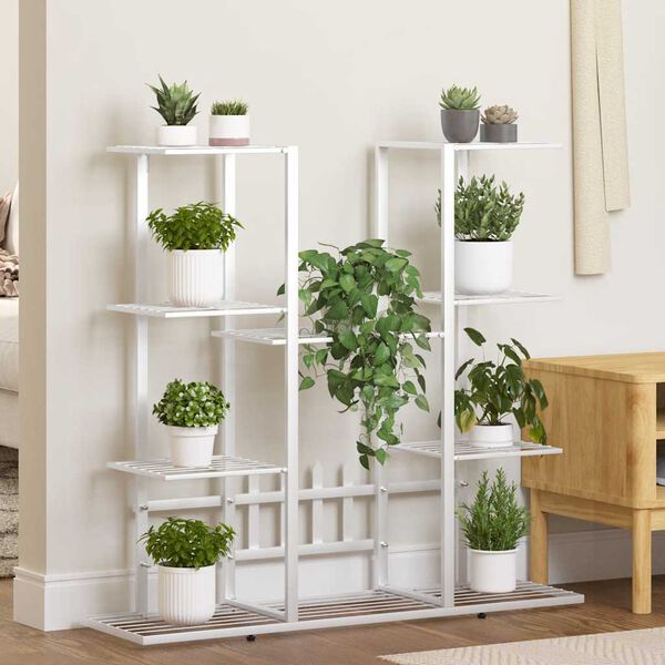 vidaXL Stojak na kwiaty, 94,5 x 25 x 89 cm, biały, żelazo