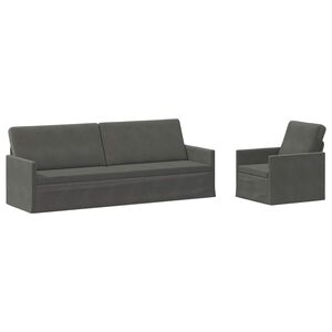 vidaXL Zestaw Sof 2 pcs ciemnoszary Tkanina sztruksowa