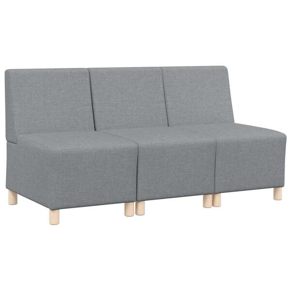 vidaXL Modułowa sofa bez podłokietnik&oacute;w 3 pcs Jasnoszary