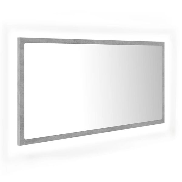 vidaXL Lustro łazienkowe LED, szarość betonu, 90x8,5x37 cm, akryl