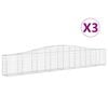 vidaXL Kosze gabionowe, 3 szt, 400x30x60/80 cm, galwanizowane żelazo