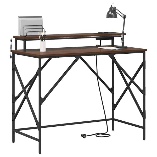 vidaXL Biurko Brązowy dąb 100 x 50 x 86,5 cm Materiał drewnopochodny