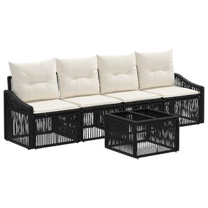vidaXL Zestaw Sof na Ogr&oacute;d 5 pcs Czarny polirattan