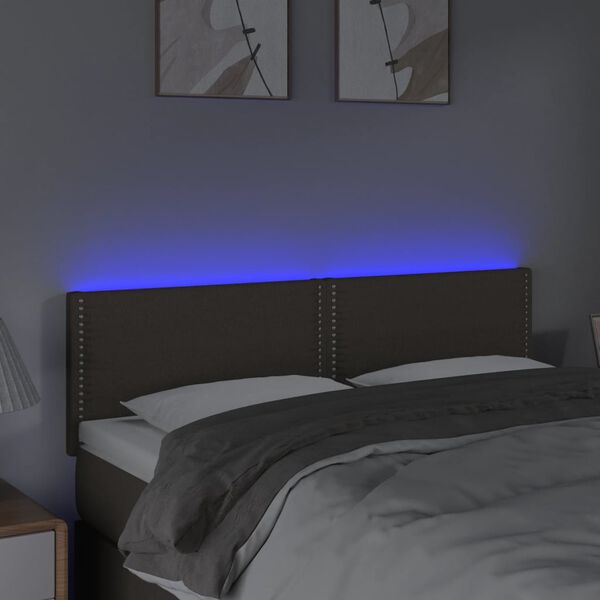vidaXL Zagł&oacute;wek do ł&oacute;żka z LED, taupe, 144x5x78/88 cm, tkanina