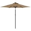 vidaXL Parasol ogrodowy LED, stalowy słupek, taupe, 225x225x212 cm