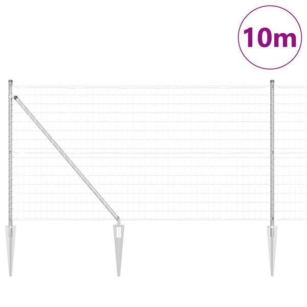 vidaXL Ogrodzenie z słupkiem Srebrny 1 x 10 m Stal