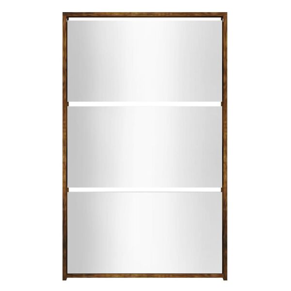 vidaXL Szafka na buty z lustrem i 3 szufladami, przydymiony dąb