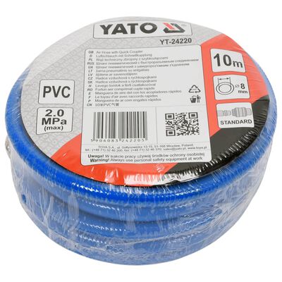 YATO Wąż pneumatyczny ze złączką, PVC, 8 mm x 10 m, niebieski