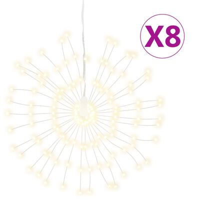 vidaXL Ozdoby świąteczne, 140 lampek LED, 8 szt., ciepła biel, 17 cm