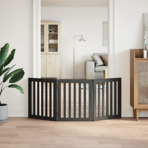 vidaXL Składana bramka dla psa, 3 panele, czarna, 150 cm