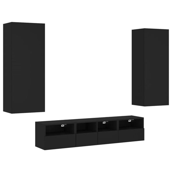 vidaXL 5-częściowy zestaw mebli TV, czarny, materiał drewnopochodny