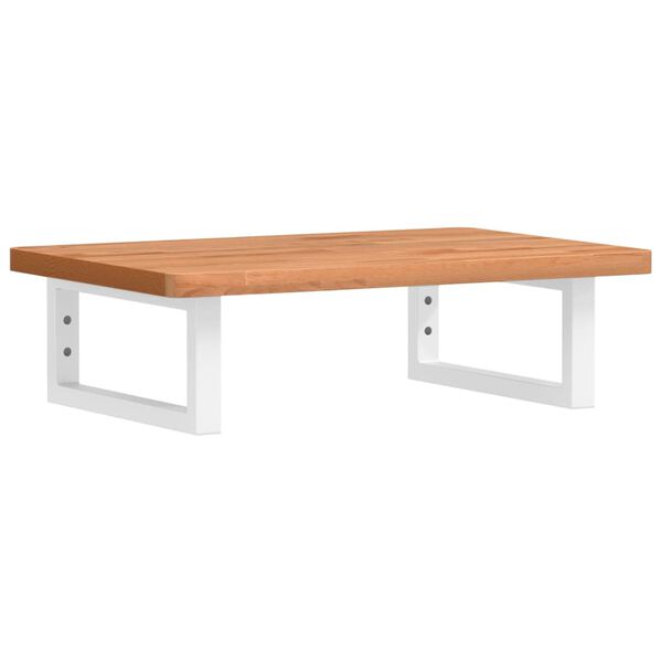 vidaXL P&oacute;łka ścienna pod umywalkę, stal i lite drewno bukowe