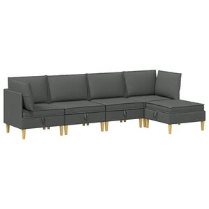 vidaXL Modularny Zestaw Sofy z Przechowalnią 5 pcs ciemnoszary tkanina