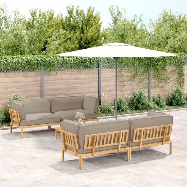 vidaXL Zestaw Sof z poduszką 5 pcs Ciemnoszary Lite Drewno Akacji