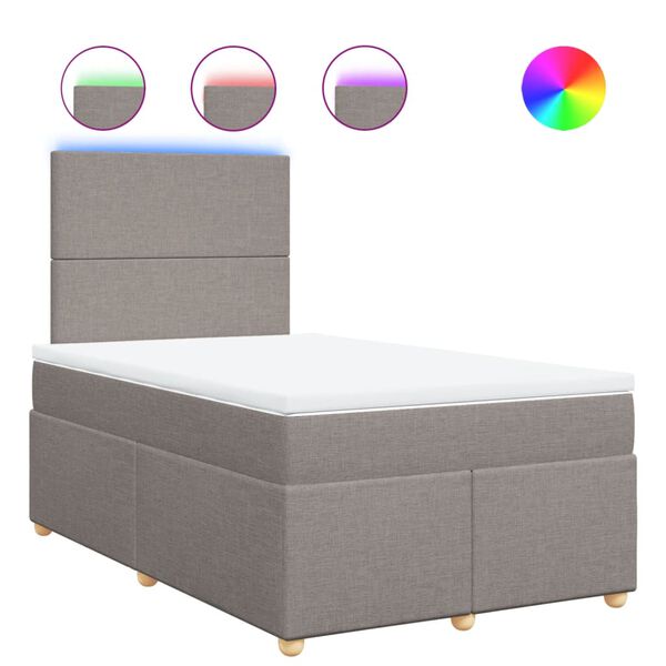 vidaXL Ł&oacute;żko kontynentalne z materacem, taupe, 120x190 cm, tkanina