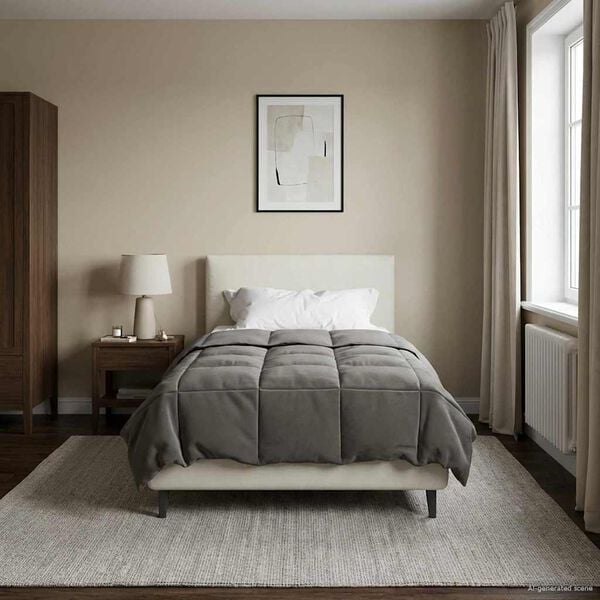 vidaXL Letni Kołdra Kwiłtowany Jasnoszary 135 x 220 cm Mikrofibra