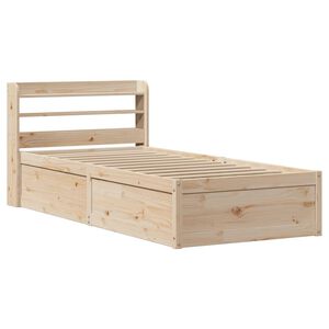 vidaXL Rama ł&oacute;żka z wezgłowiem, biała, 75x190 cm, lite drewno sosnowe