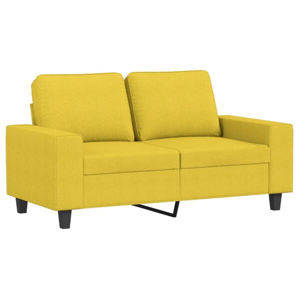 vidaXL Sofa 2-osobowa, jasnożółta, 120 cm, tapicerowana tkaniną