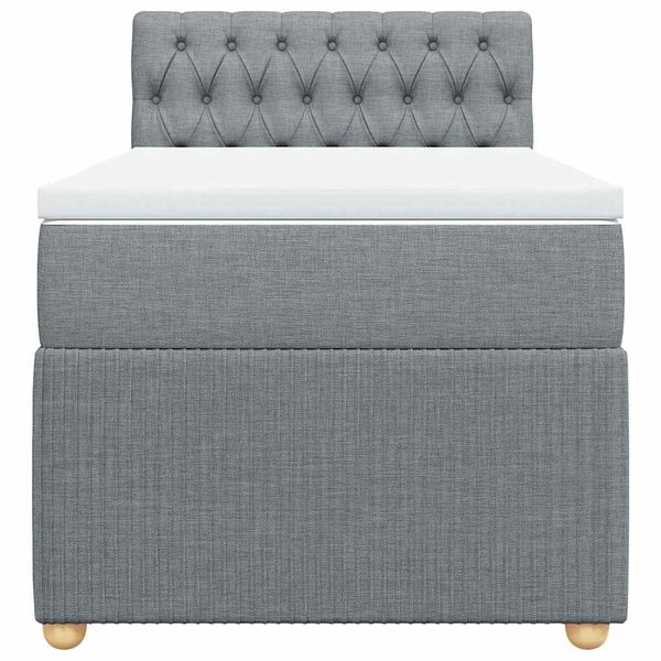 vidaXL Ł&oacute;żko kontynentalne z materacem, jasnoszare, tkanina, 90x200 cm