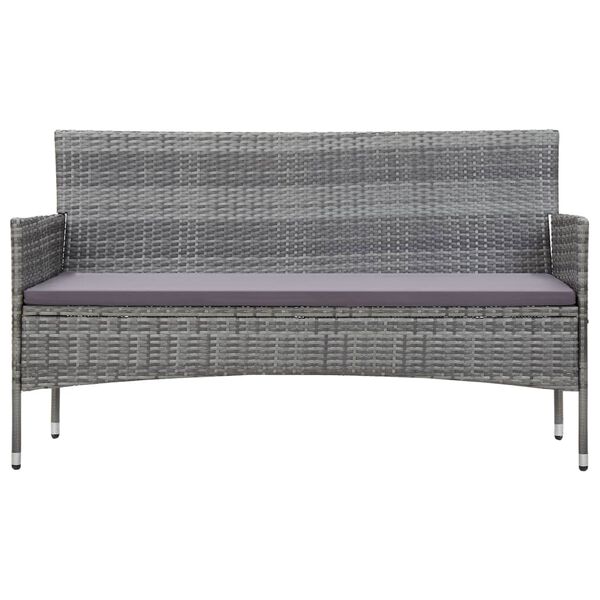 vidaXL 3-osobowa sofa ogrodowa z poduszkami, polirattan, szara