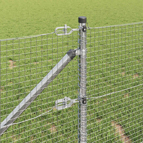 vidaXL Ogrodzenie z słupkami Srebrny 0.8 x 10 m Stal