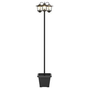 vidaXL Lampion z trzema głowami z doniczką Czarny 32 x 32 x 188 cm