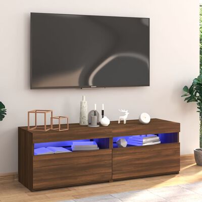 vidaXL Szafka pod TV z oświetleniem LED, brązowy dąb, 120x35x40 cm