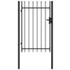 vidaXL Brama jednoskrzydłowa z grotami, stal, 1x1,5 m, czarna