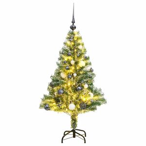vidaXL Sztuczna choinka ze 150 LED, bombkami i śniegiem, 120 cm