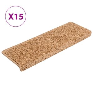 vidaXL Maty na schody 15 szt. 65x21x4 cm Beżowe, prostokątne krawędzie