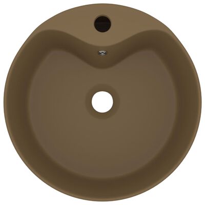 vidaXL Umywalka z przelewem, kremowa matowa, 36x13 cm, ceramiczna