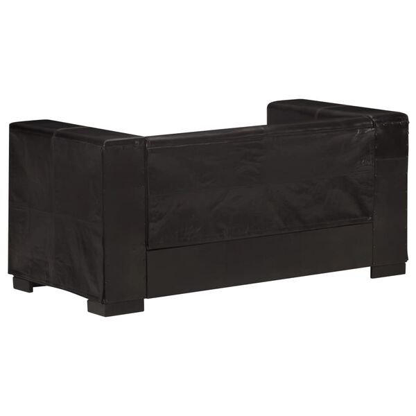 vidaXL Sofa 2-osobowa, czarna, skóra naturalna