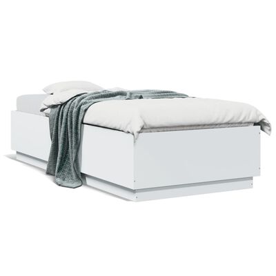 vidaXL Rama łóżka, biała, 90x200 cm, materiał drewnopochodny