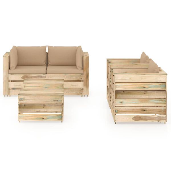 vidaXL 6-cz. zestaw wypoczynkowy do ogrodu, z poduszkami, drewniany