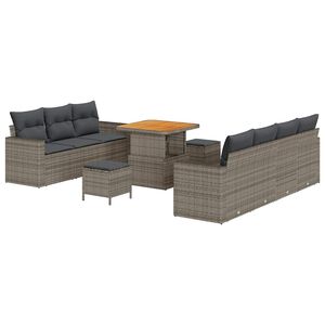 vidaXL Zestaw Sof na Ogr&oacute;d 10 pcs Szary polirattan