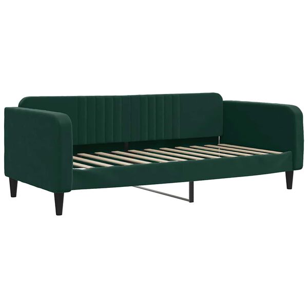 vidaXL Sofa rozsuwana z szufladami, ciemnozielona, 100x200 cm, aksamit